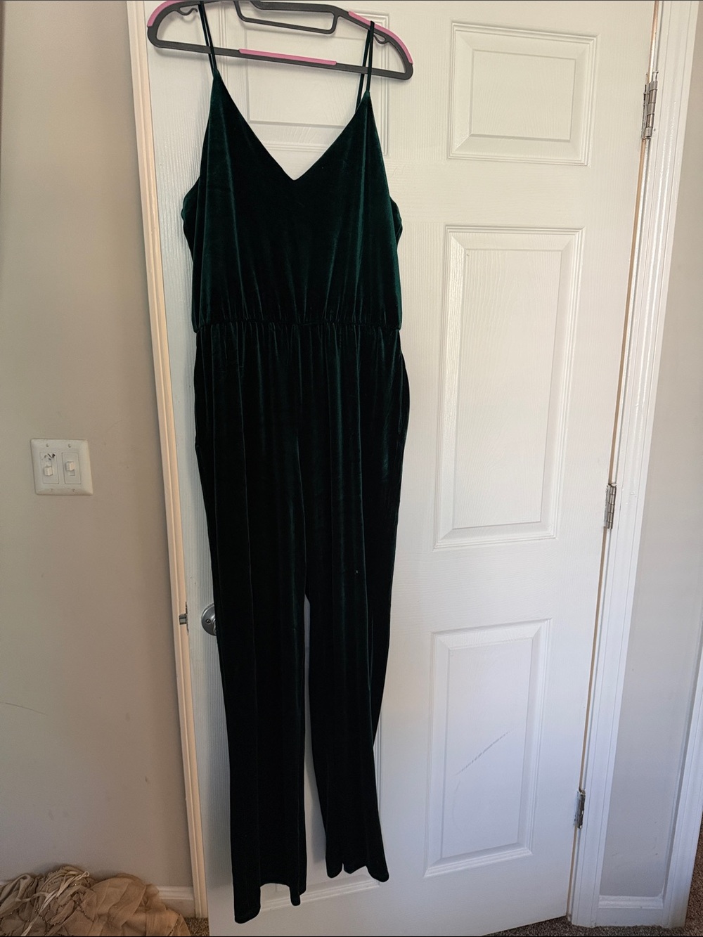 Gianni Bini Emerald Velvet V-Neck Jumpsuit